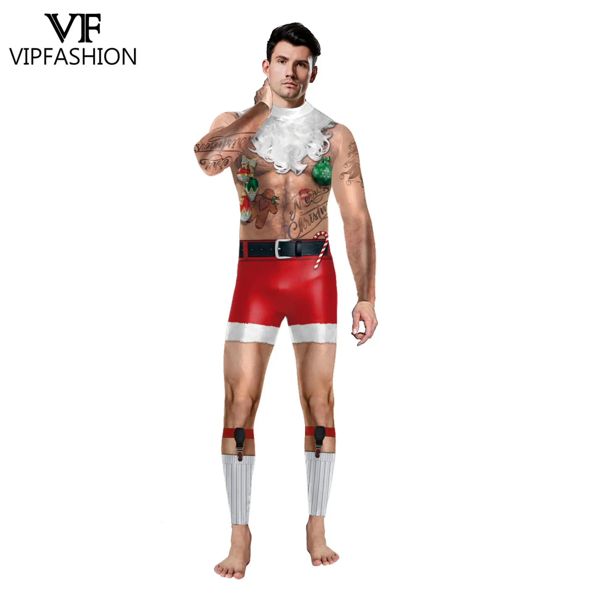 

VIP FASHION Women/Men Christmas Muscle Print Cosplay Costume New Bodysuit Adult Carnival Party Clothing monos mujer Xmas
