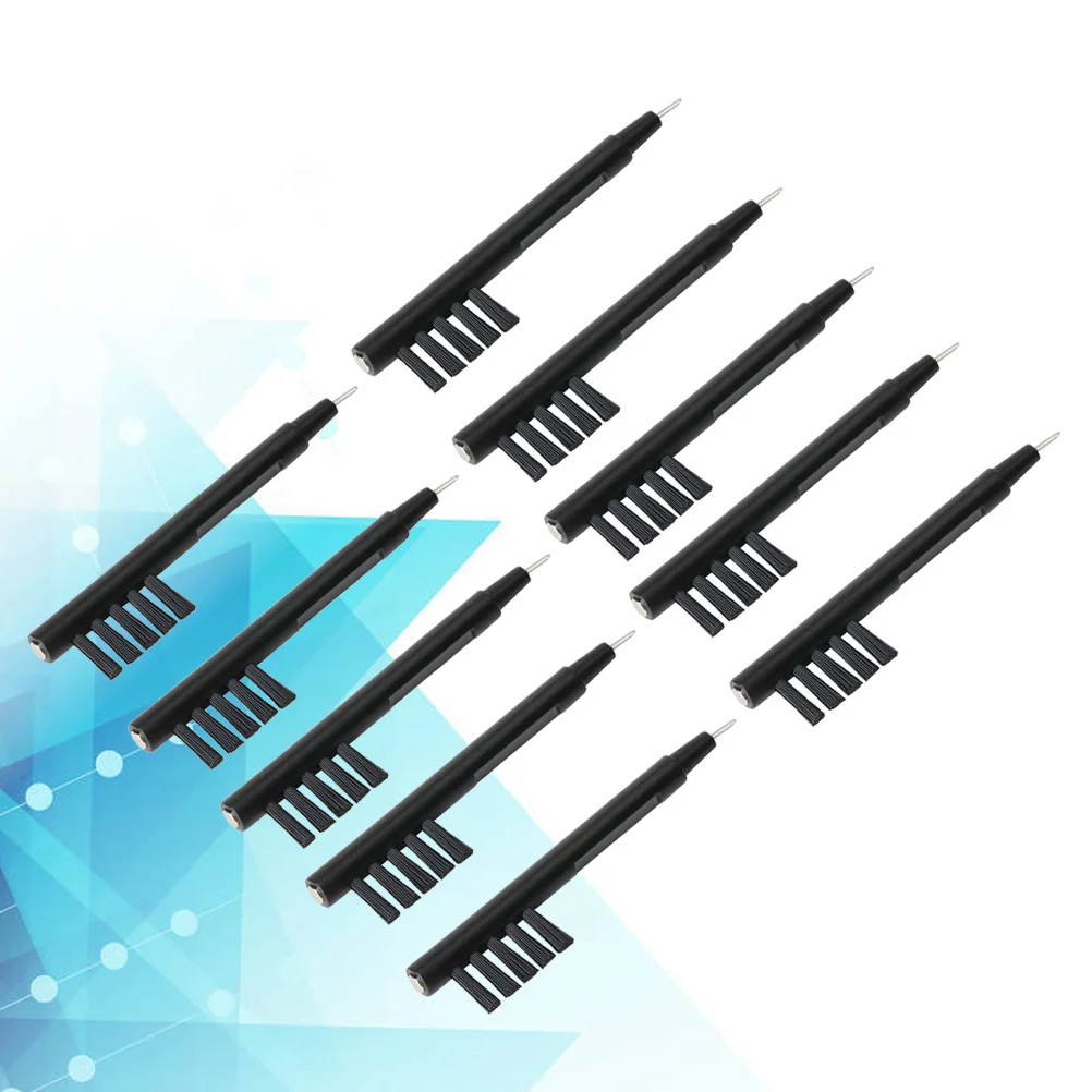 

10 U-shaped Hearing Amplifier Cleaning Brush with Wax Loop and Magnet (Black)