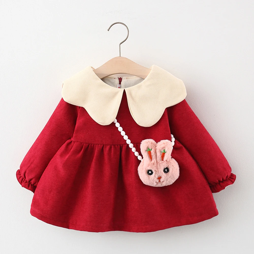 

Kids Girls Dress Newborn Autumn Winter Thickened Corduroy Dress Cute Rabbit Christmas Red Tutu Princess Party Dresses Vestidos