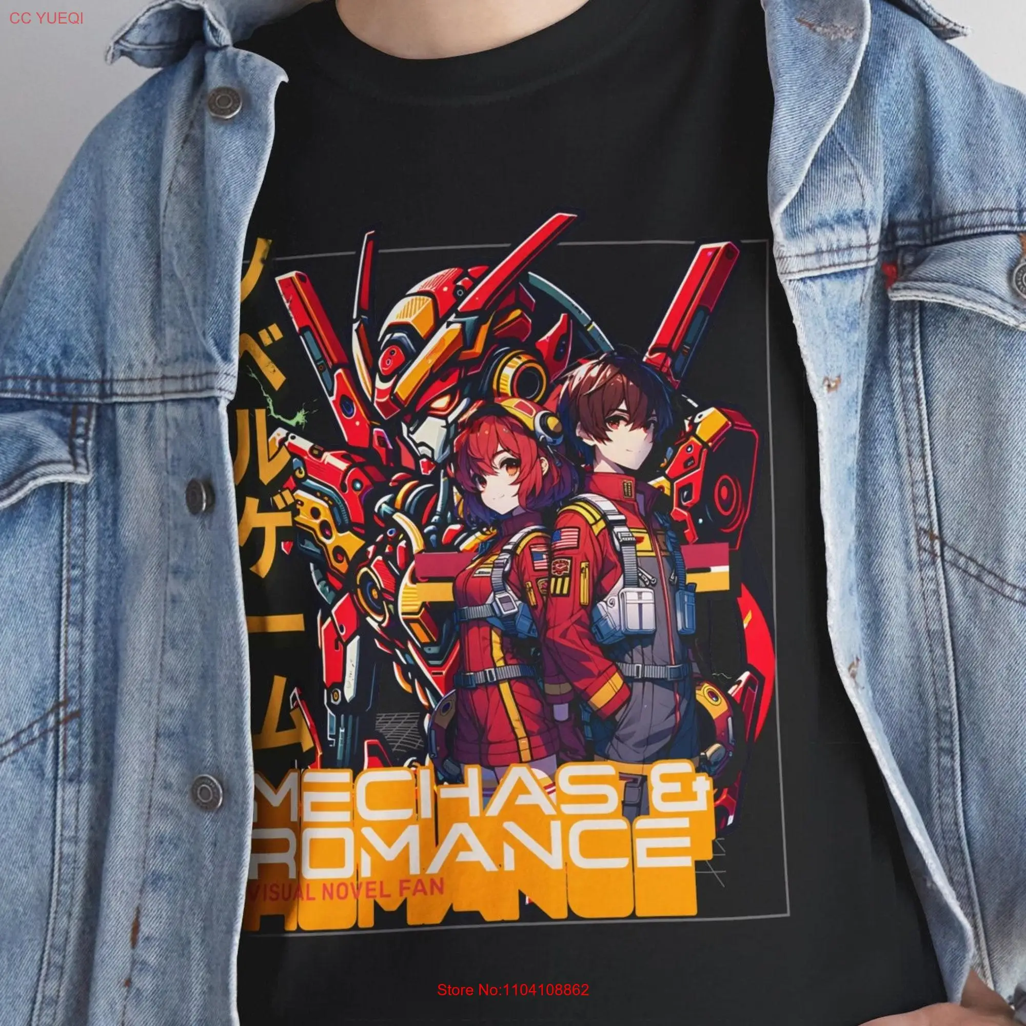 Романтичная ретро-футболка Mechas с визуальным романом длинным или коротким