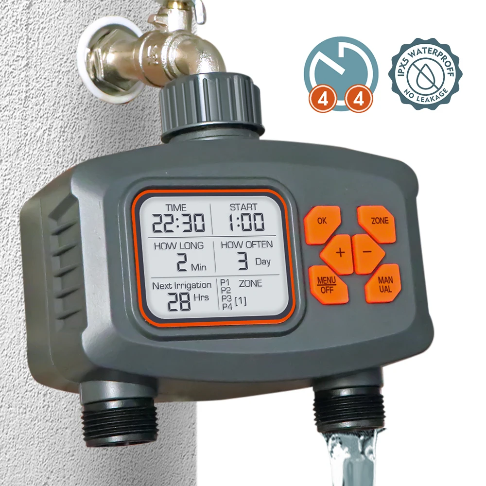 Умный Цифровой таймер для орошения сада устройство двухканального с ЖК-дисплеем
