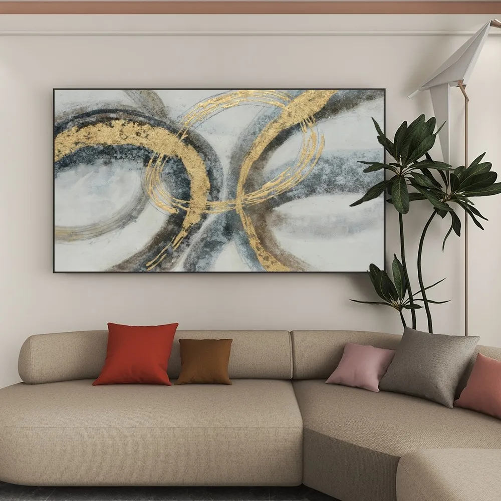 

Abstract Modern Arcylic Thick Gold Oil Painting Without Frame Handmade On Canvas Hanging For Living Dinner Room Bedroom Wall Art