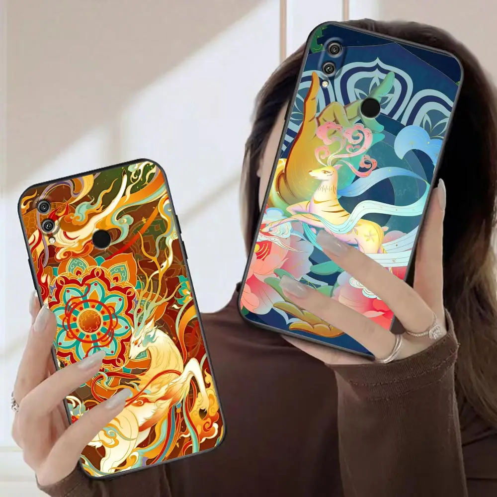 

Funda Case For HUAWEI Honor 9X 9 9I 8 8X 8C Max 7 6 6C 6X 5A 50 20 10 10I NOTE 10 Lite PLAY Pro Case Dunhuang Nine-Colored Deer