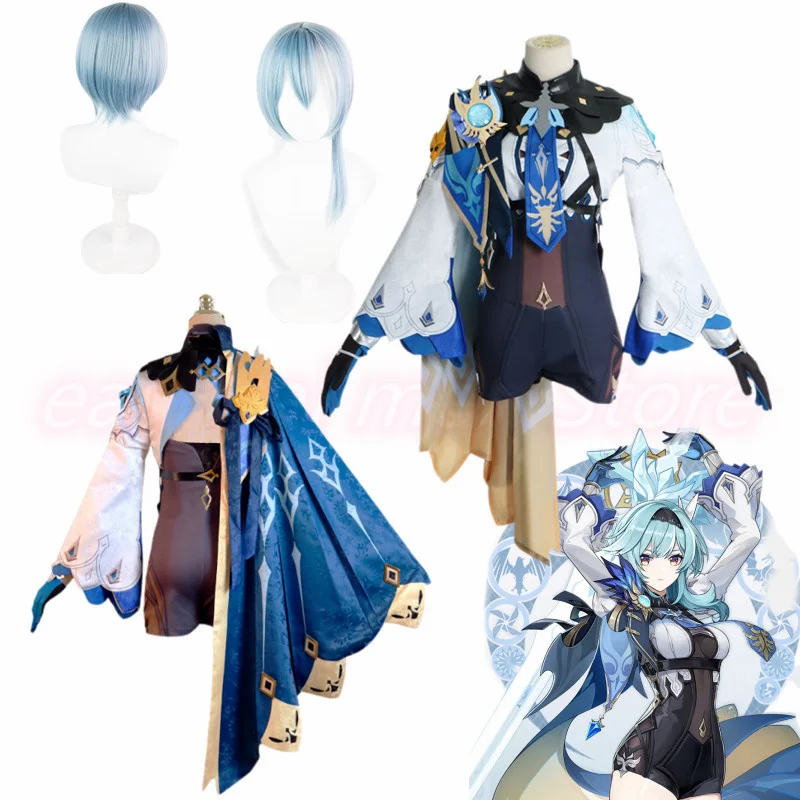 

Game Genshin Impact Eula Cosplay Costume Women Halloween Carnival Party Role Playing Uniform Sexy Jumpsuits Wigs Outfit