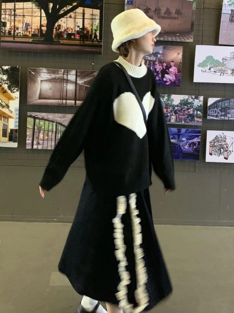 Юбка Korobov контрастных цветов винтажная одежда Y2k длинные юбки для женщин