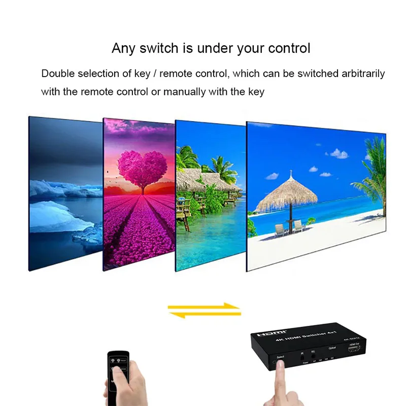 Фото Переключатель 4K, 60 Гц, адаптер HDMI 2.0, 4 в 1, выход HDMI, селектор переключателя 4x1, полный 3D, поддержка HDCP2.2, HDTV Xbox PS3 PS4 №3