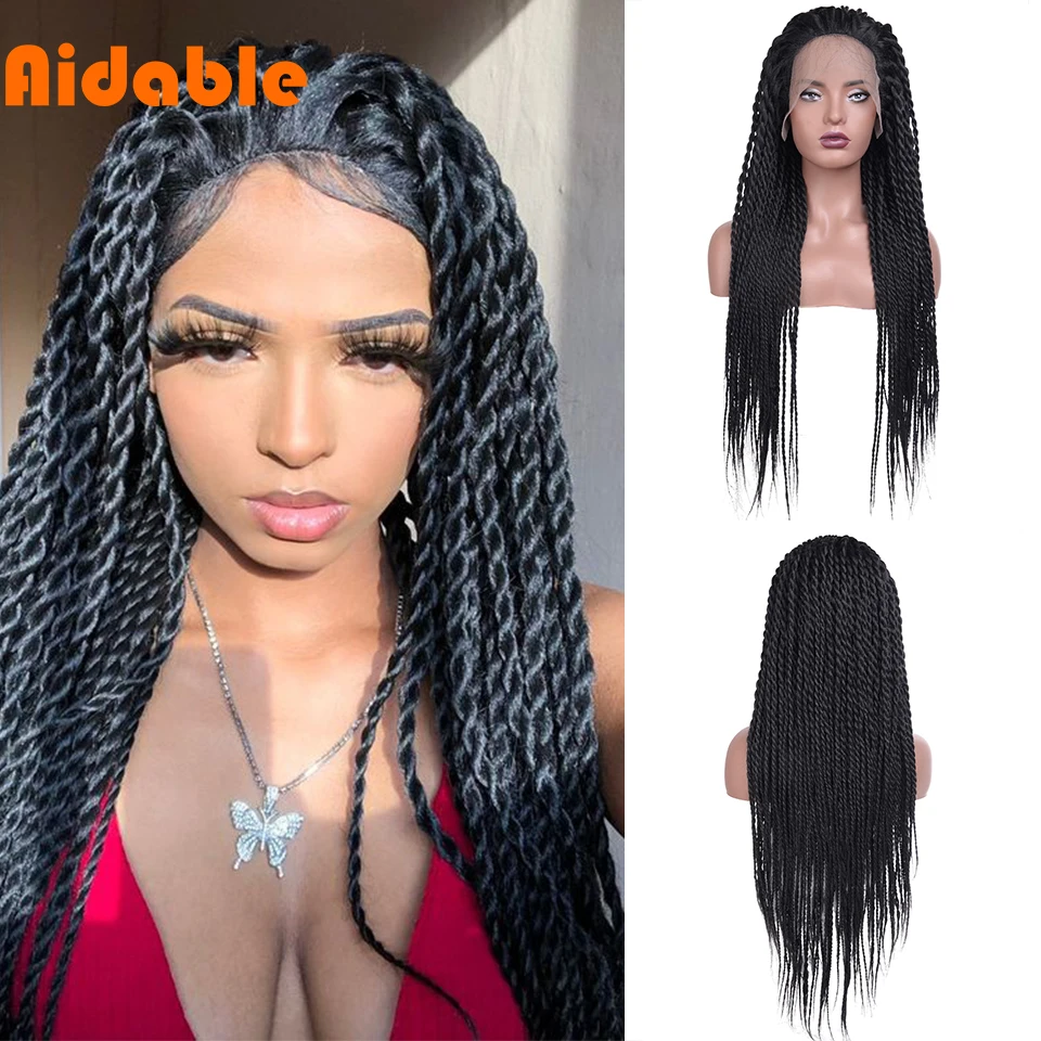 Парик женский Плетеный термостойкий на сетке спереди из синтетических волос с