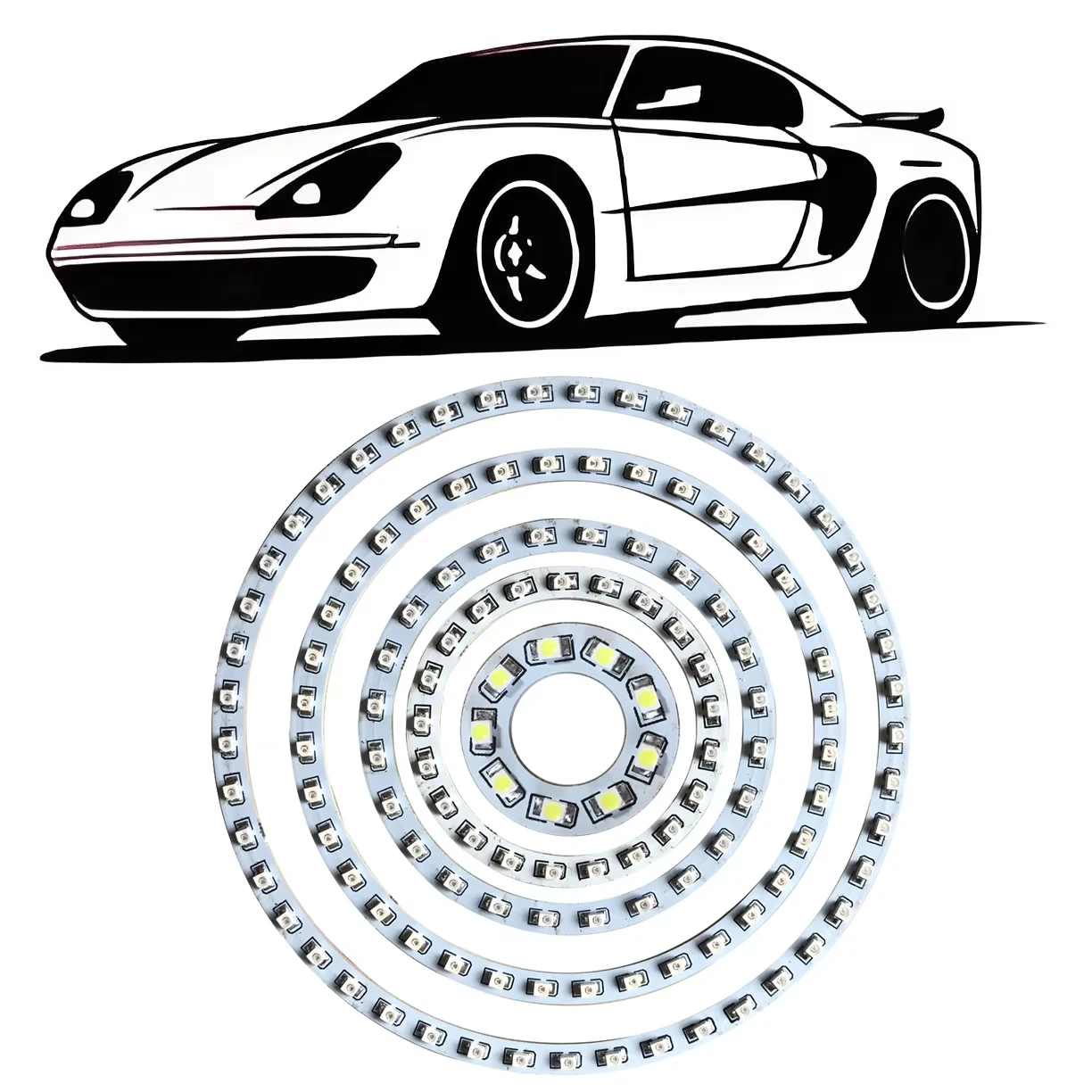Фото 1 шт. DC12V белый 30 мм-160 мм 3528 SMD автомобильный светодиодный ангельские глазки Halo кольцевой светильник автомобильный светло-зеленый желтый синий №2
