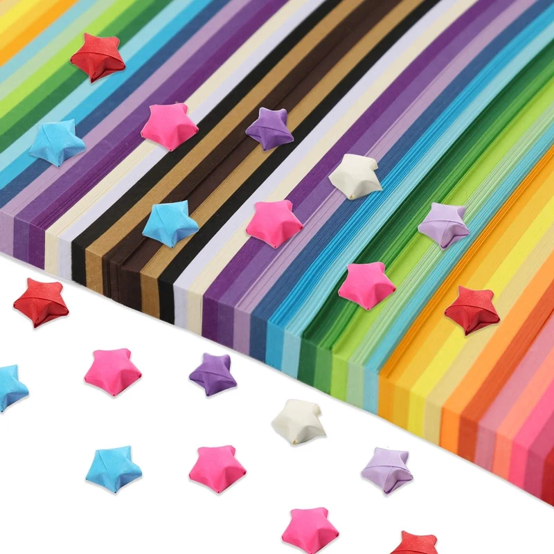 

2060 листов, бумага для оригами в виде звезды, 27 цветов в ассортименте, двухсторонние бумажные полоски для оригами, однотонные декоративные бу...