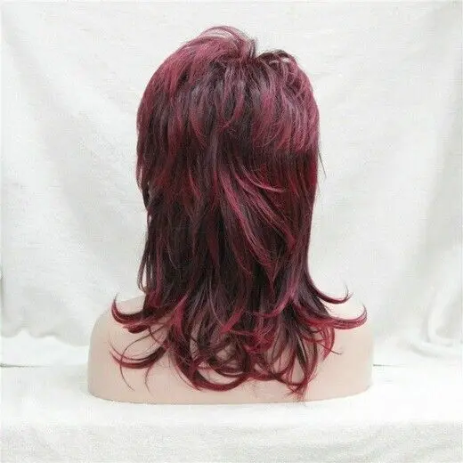 Женщины Дамы Натуральный Тип Короткие Винно-красные микс Полные парики Волосы