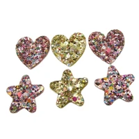 30pcslot 2 5cm shinyglittered star heart padded appliqued for diy handmade children hair clip accessories hat shoes patches