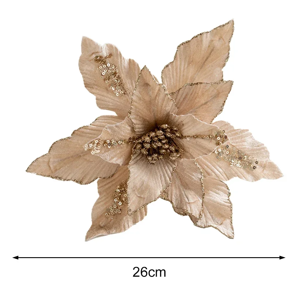 Рождественский цветок с блестками и искусственный для украшения рождественской