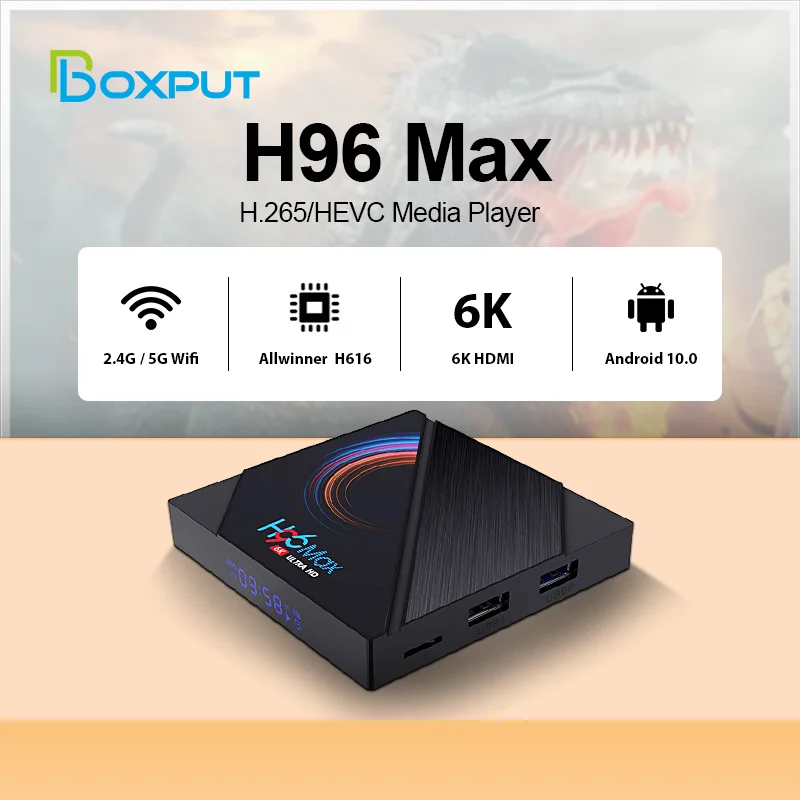 

Android 10 4G 64GB H96 MAX H616 Smart TV Box 6K HD 2.4G/5G Wifi Support IPTV Youtube Google Play Media Player TV BOX