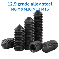 10-200Pcs M6 M8 M10 M12 M16 Grade 12.9 Black Alloy Steel Hex Hexagon Allen Head Socket Screw Cone Point Grub Set Screws Bolts