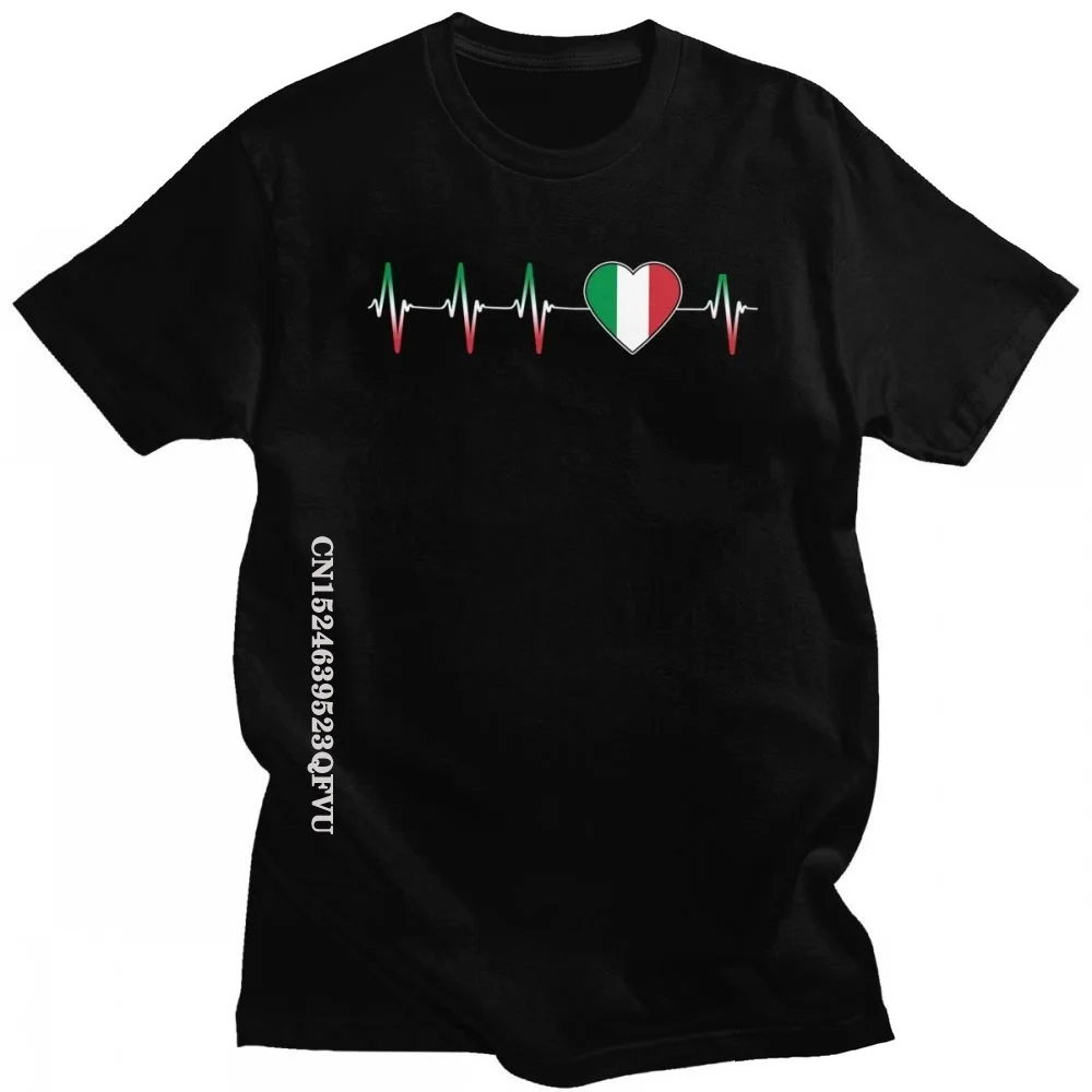 

Модные итальянские футболки с изображением пульса и итальянского флага, Мужская Уличная одежда, повседневные футболки с круглым вырезом, приталенная хлопковая футболка, одежда