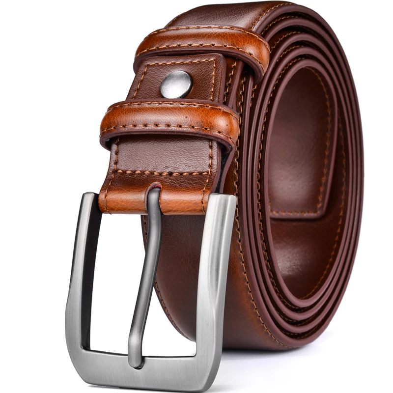 

Men's Genuine Leather Dress Belt Classic Stitched Design 38mm Regular Big and Tall Sizes