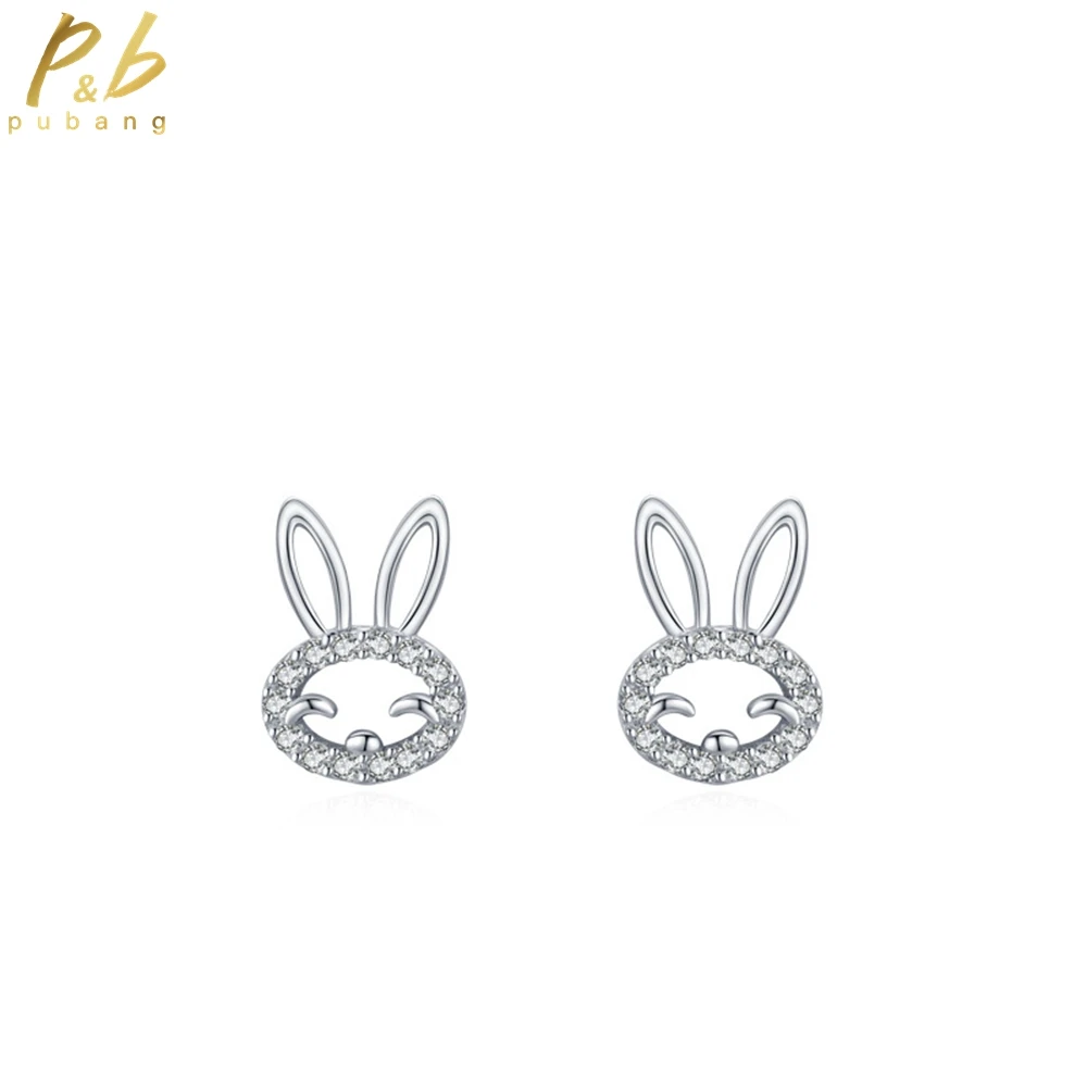 

PuBang Fine Jewelry 925 Sterling Silver High Carbon Diamond Rabbit Stud Earrings for Women Wedding Engagement Gift Drop Shipping