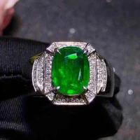 100 natural colombian emerald mens ring atmospheric fashion 6x8mm fine jewelry high end gift
