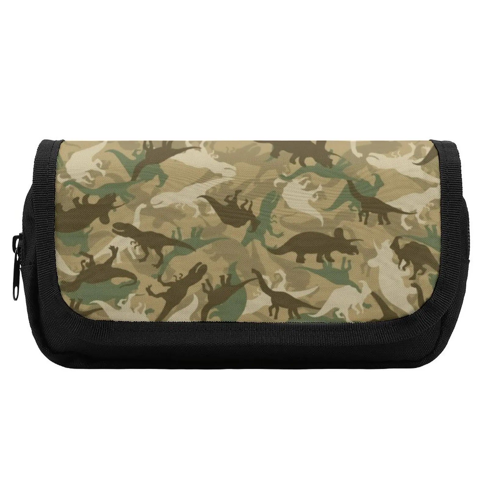 Camouflage Dinosaur Pencil Case Abstract Animal Hook and Loop Cool Double Pockets Pencil Box University Pen Organizer