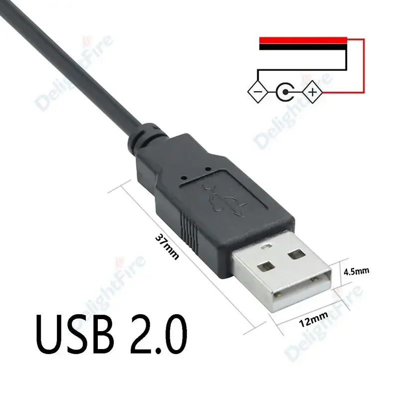 DC 5V USB 2.0 Тип A Мужской 2-контактный кабель Адаптер питания для зарядки одноцветной светодиодной ленты DC5V Соединительный кабель «сделай сам»
