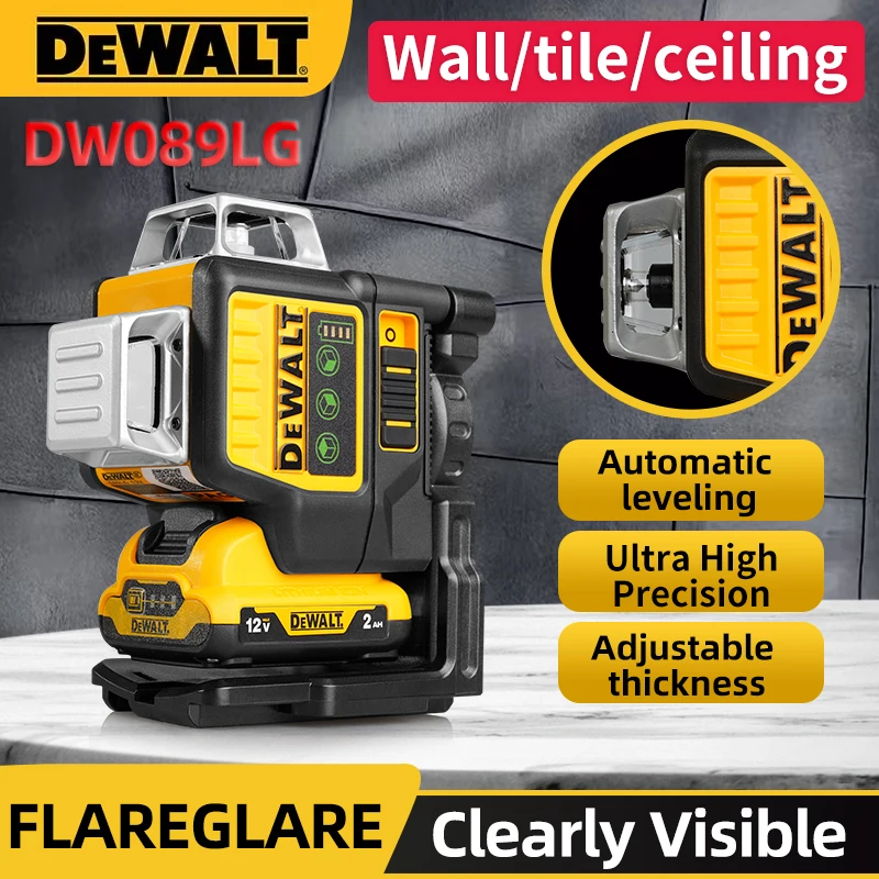 DEWALT DW089LG Профессиональный лазерный уровень зеленый луч 12 линий