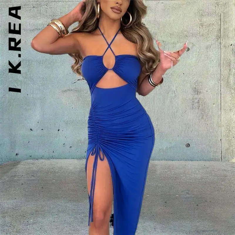 

I K.Rea Women New Dress Soft Dresses Sleeveless Sexy Female Midi Backless Dresses All-Match Popular Female Vestidos Clothing