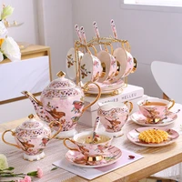 top grade bone china coffee cup set 6 luxury flower coffee cup with saucer coffeeware tea lace set jogo de xicaras drinkware