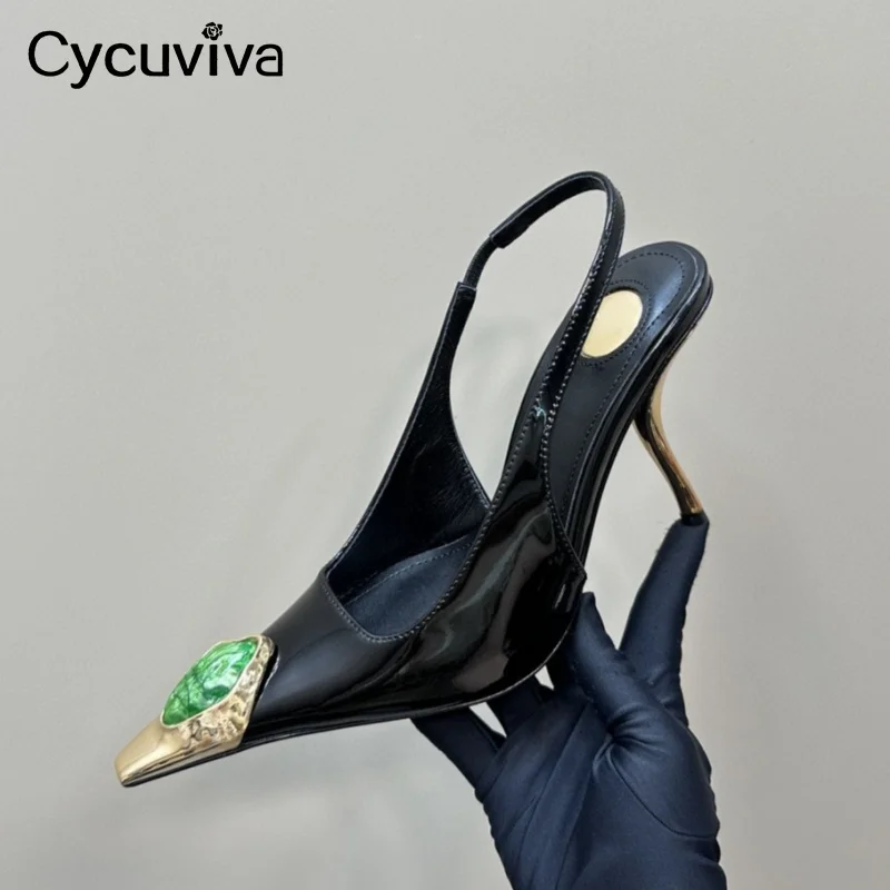 Лидер продаж кожаные туфли на высоком каблуке с кристаллами женские