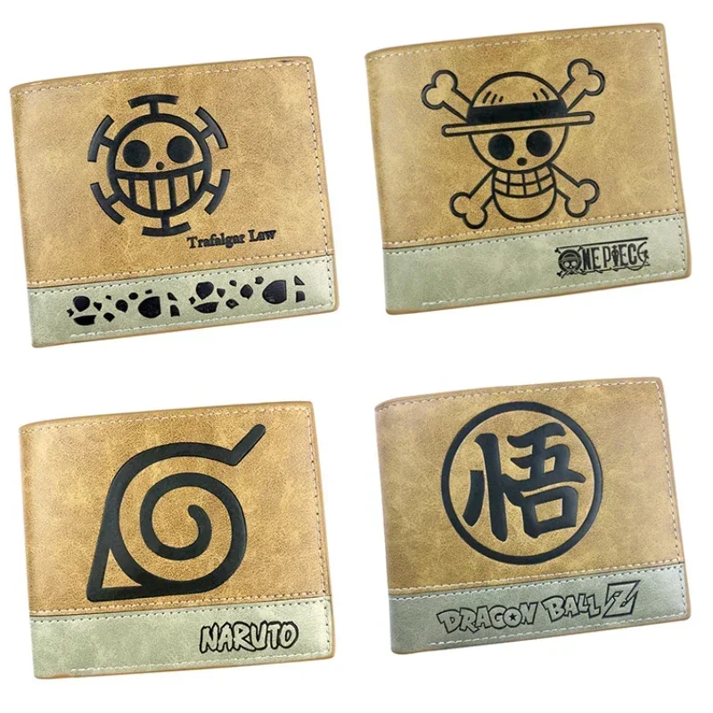 Цельный короткий кошелек с тиснением из аниме мужской искусственной кожи