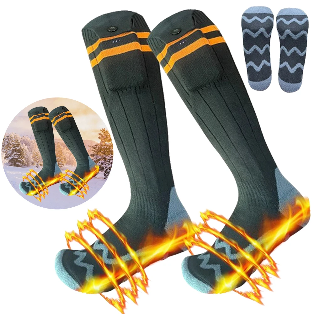 

Перезаряжаемые теплые электрические носки с подогревом, моющиеся на батарейках для спорта на открытом воздухе, кемпинга, пешего туризма, катания на лыжах