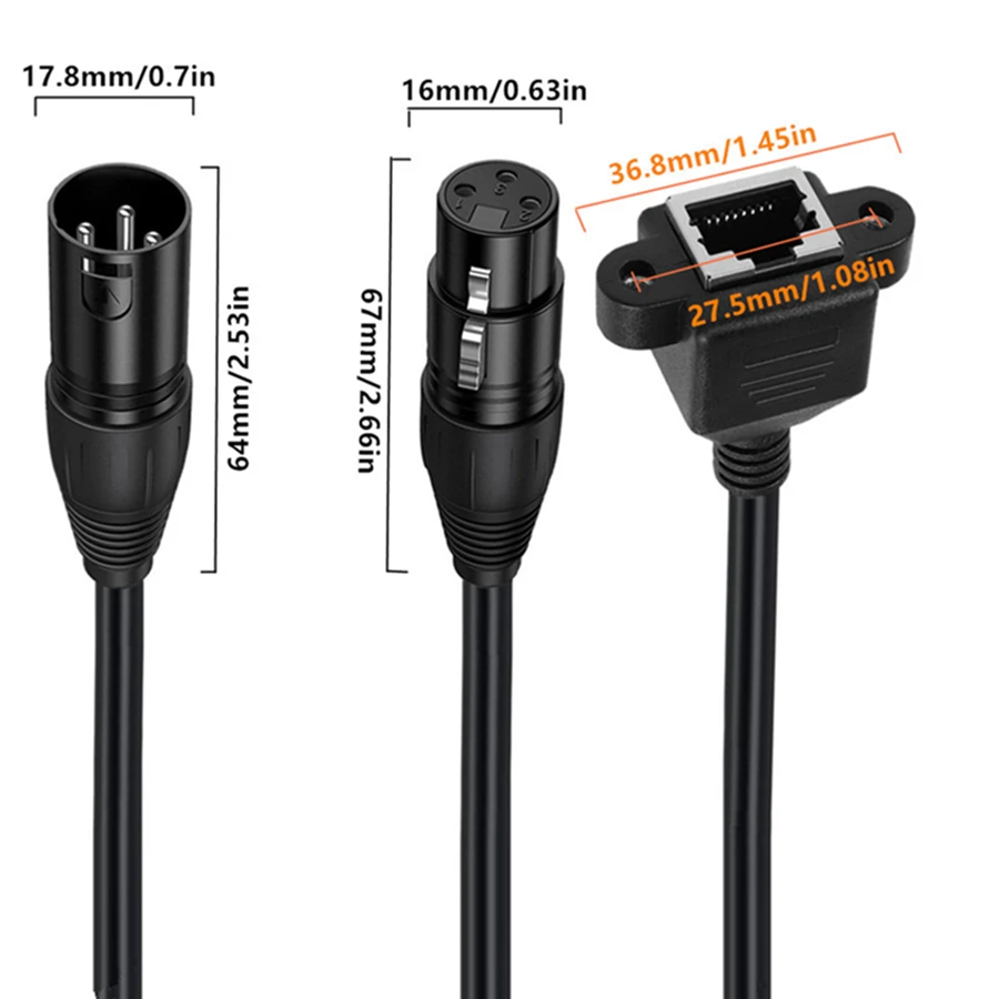 Фото Кабельный адаптер 30 см RJ45 «папа» и «мама» на XLR 3-контактный для сценического освещения XLR3 Кабель сетевой передачи DMX512 Усилитель мощности №3