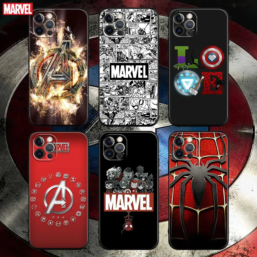 

Marvel Avengers Logo Apple Case For iPhone 11 12 13 mini Pro Max XS X XR 7 8 6 6S 5 S plus SE 2020 Soft Silicone tpu Cases Cover