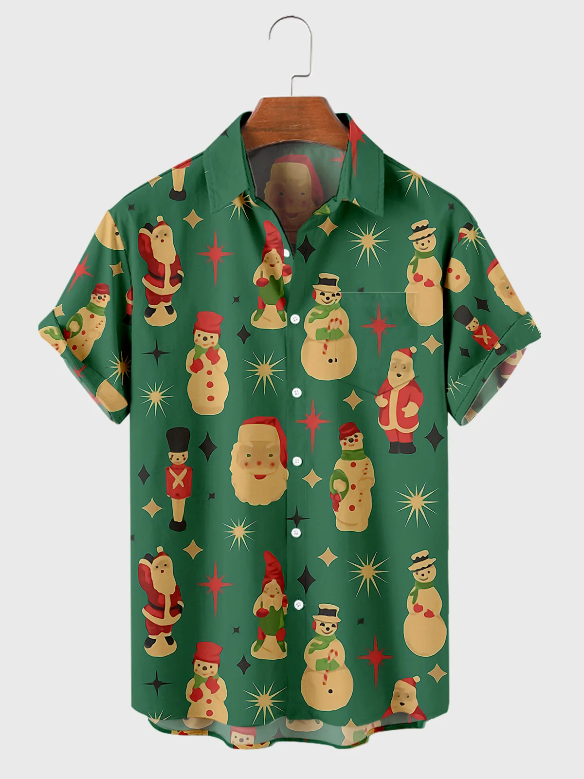 

2021 New Cross 6 Christmas Elements 3D Digital Printing Trend Loose Short Sleeve Shirt Men's Top