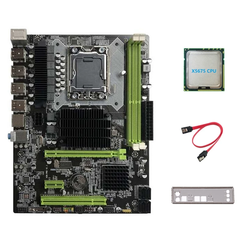 

Материнская плата X58 LGA1366 для компьютера, материнская плата поддерживает память DDR3 ECC с поддержкой графической карты RX с ЦП X5675 и кабелем SATA