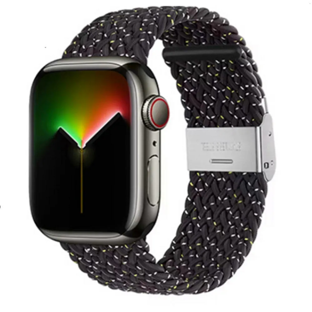

Ремешок плетеный нейлоновый для Apple Watch band, нейлоновый эластичный браслет для iWatch series 7 SE 6 5 4 3 2, 45 мм 41 мм 44 мм 40 мм