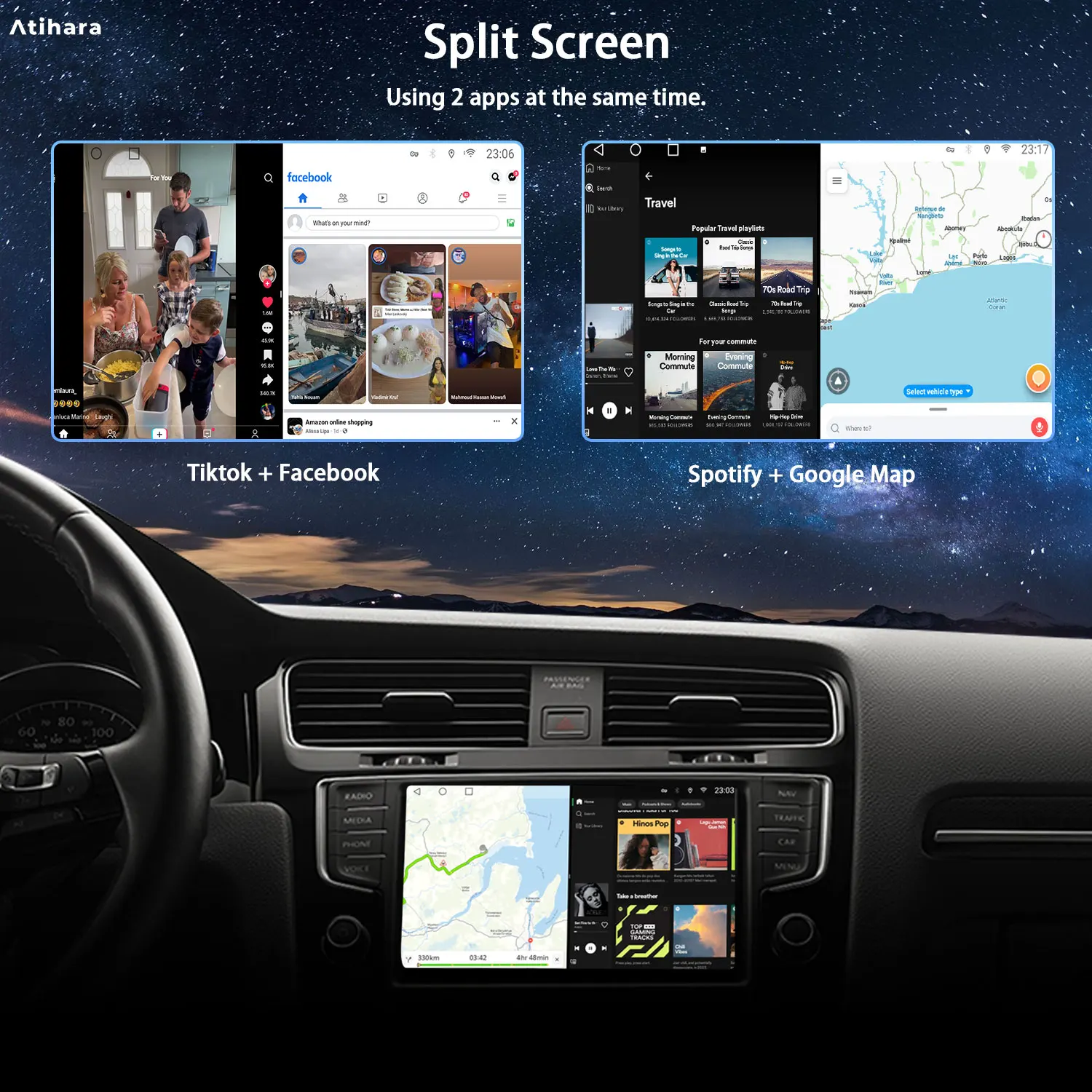 Atihara 10 1-дюймовый универсальный автомобильный мультимедийный видеоплеер радио