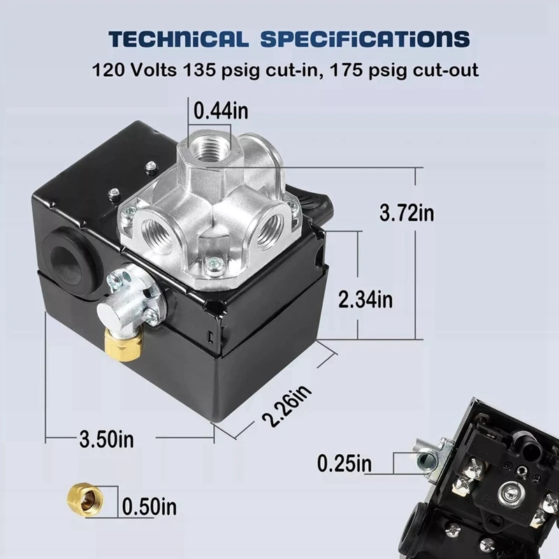 Реле давления 23474570 с/разгрузкой и рычагом включения/выключения для компрессора