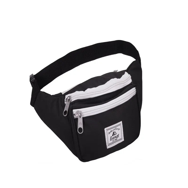 Everest Unisex Signature Waist Fanny Pack Two-Toned, Black White