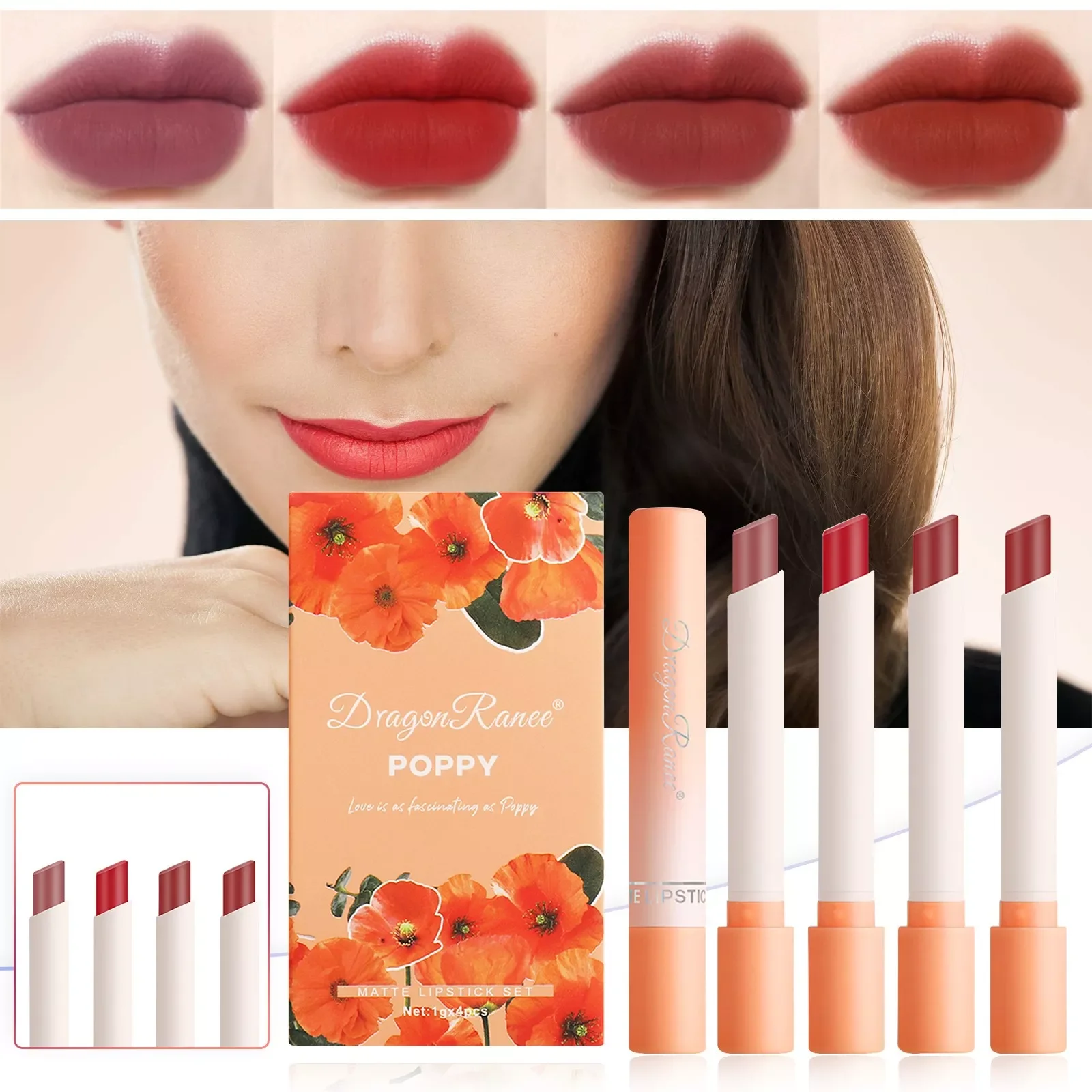 

NEW2023 Nude Lip Gloss Set Velvety Moisturizing Long Lasting Non-Stick Not Easy to Fade Portable Lipstick