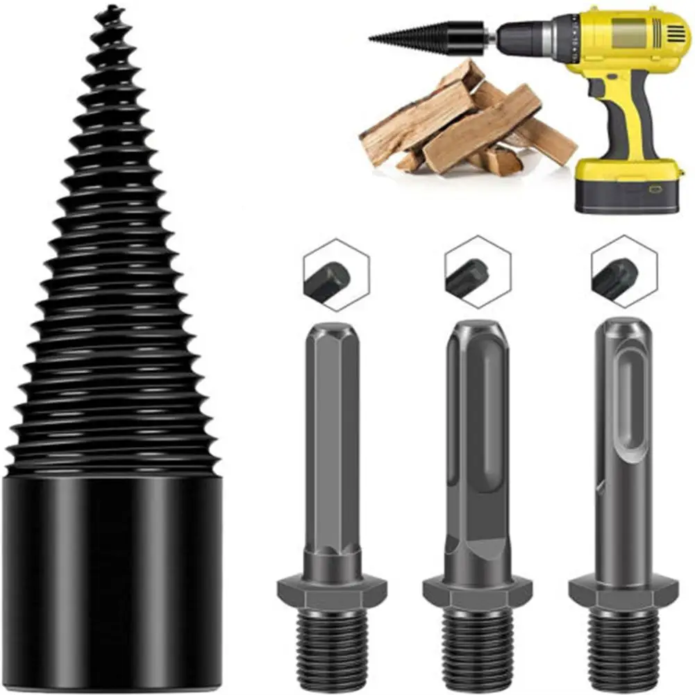 

4pcs 32mm Firewood Drill Bit Set Twist Firewood Splitter Wood Cone Punch Drill Bit High Carbon Steel Wood Splitter Drill Bits