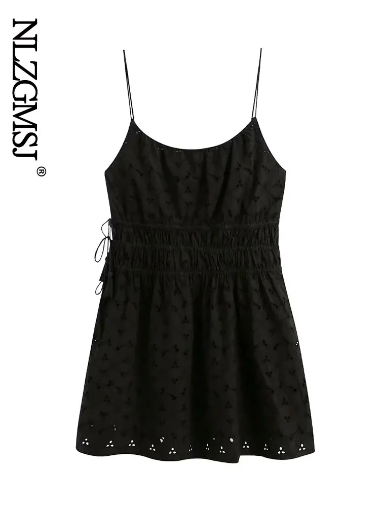 

Nlzgmsj Elegant Women Solid Black Sleeveless Beach Hollow Out Mini Dresses Ladies Strapless Beach Dress Vestidos 202204