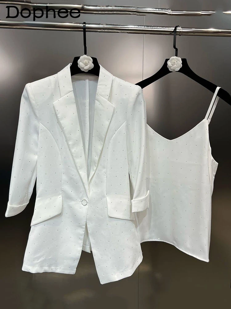 

2022 new autumn fashion women clothes blazer notched single button pocket female top tide tank