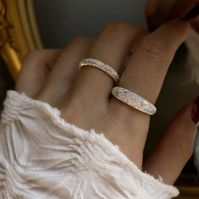 

PANJBJ 925 Sterling Silver Women Korean Version of The Internet Celebrity Personality All-match Shining Open Ring