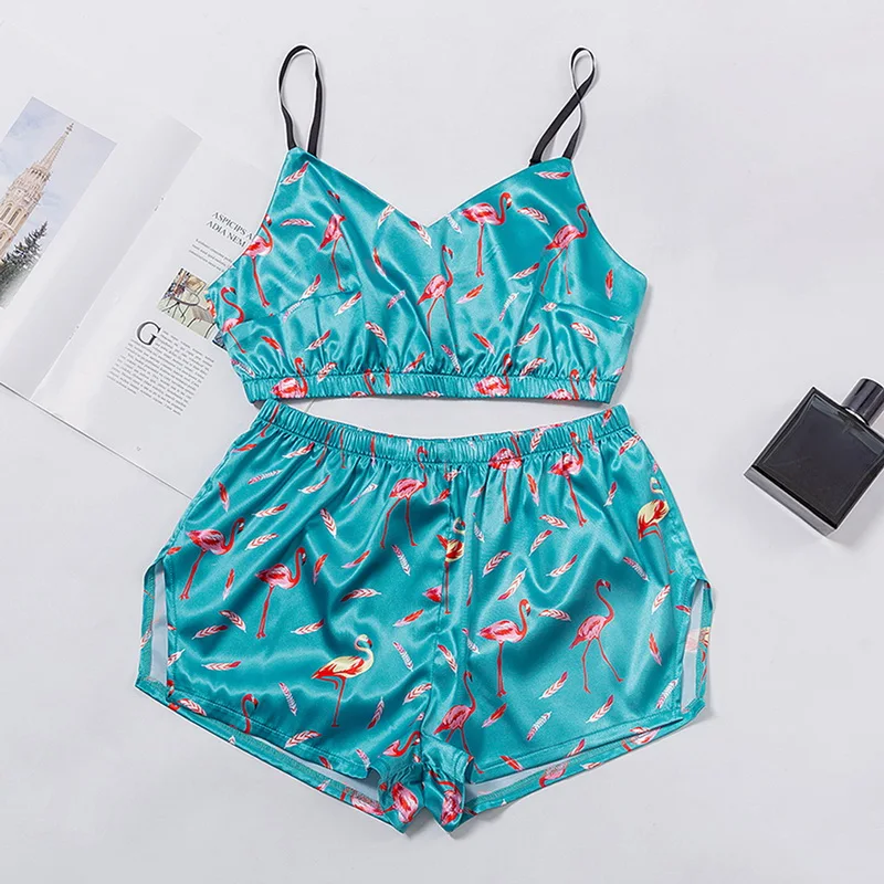 Пикантная одежда для сна милая летняя Пижама Женский комплект из 2 предметов