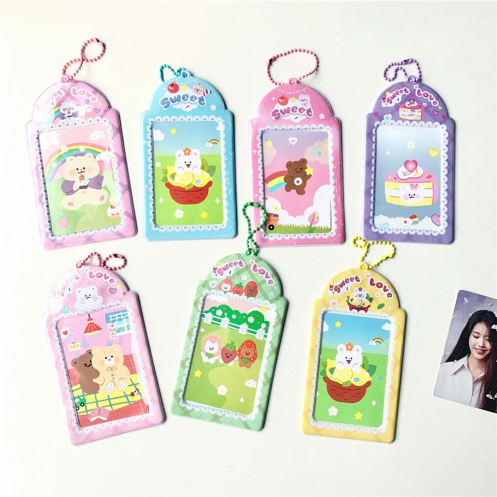 

Cartoon Cute Rabbit Bear Kpop Idol Photocard Holder Cover Kawaii Credit ID Bank Card Bus Card Protective Case Korean Stationery
