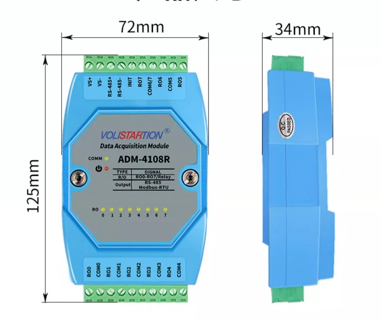 Φ 8DO модуль захвата выходного сигнала переключателя 8-way RS485