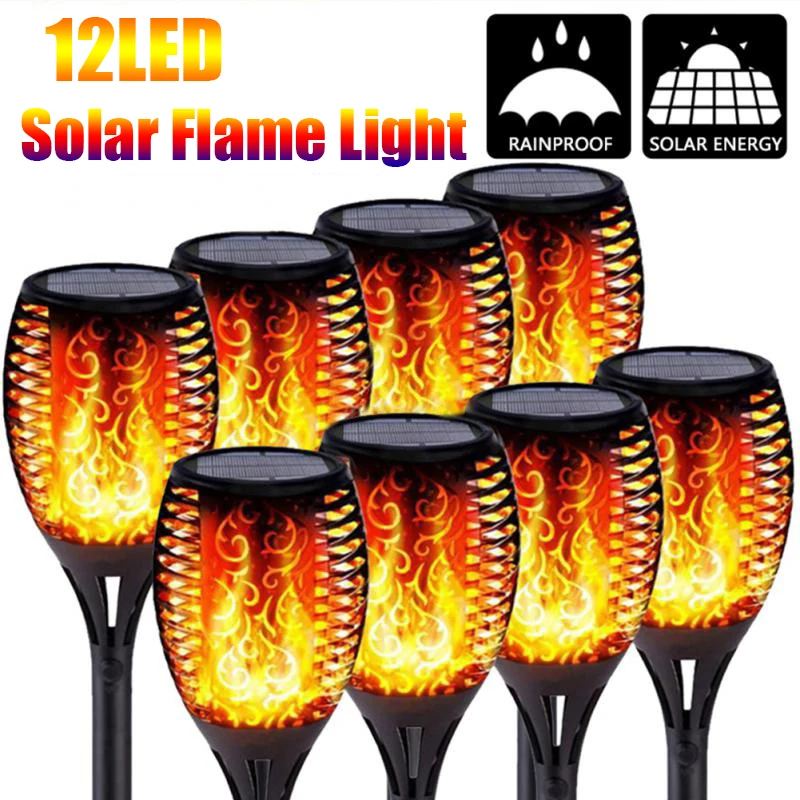 

1-6PCS 12 LED Solar Flame Light Torch Lighting Waterproof Lamp For Outdoor Garden Decoration Landscape Lawn