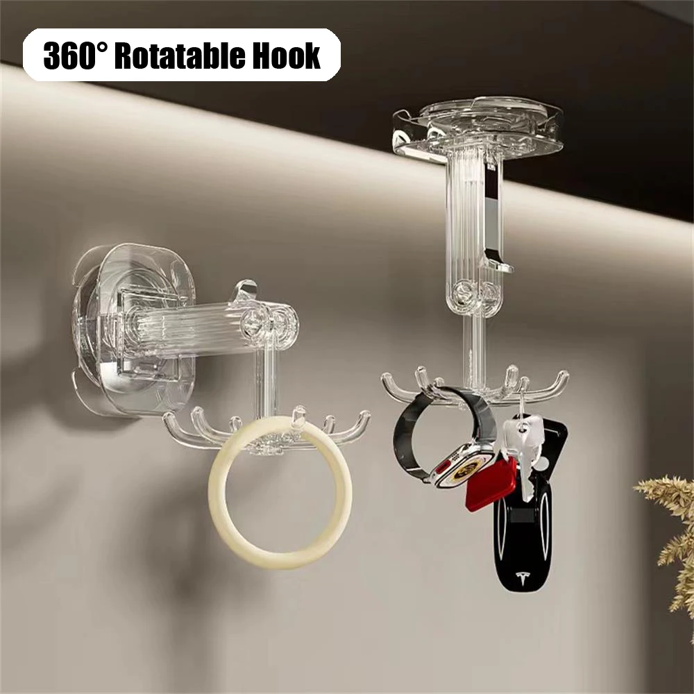 

Universal Hooks 360-degree Rotatable Six-claw Storage Hooks Bathroom Bath Towel Rack Kitchen Organizer Punch-free Storage Hooks