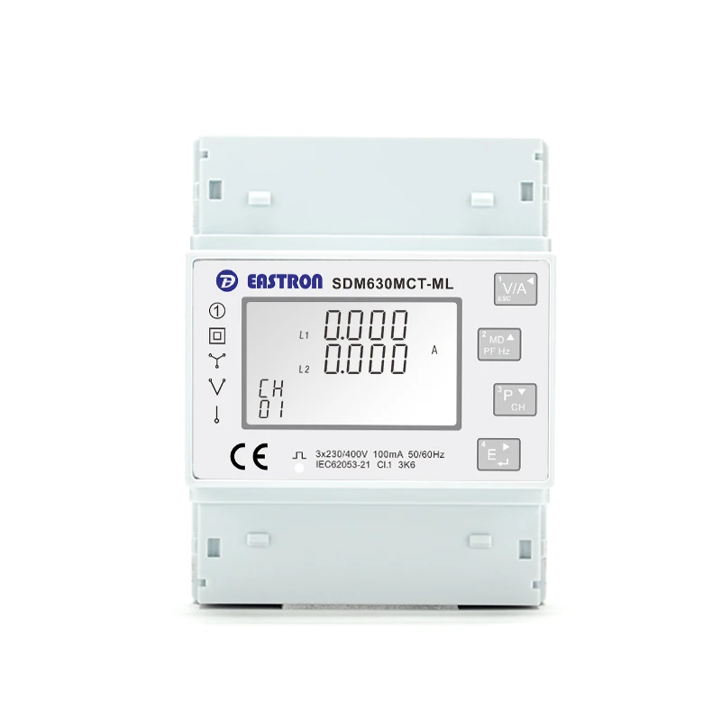 

SDM630MCT-ML-TCP Din Rail Three Phase Remote Reading Quad Loads Energy Meter