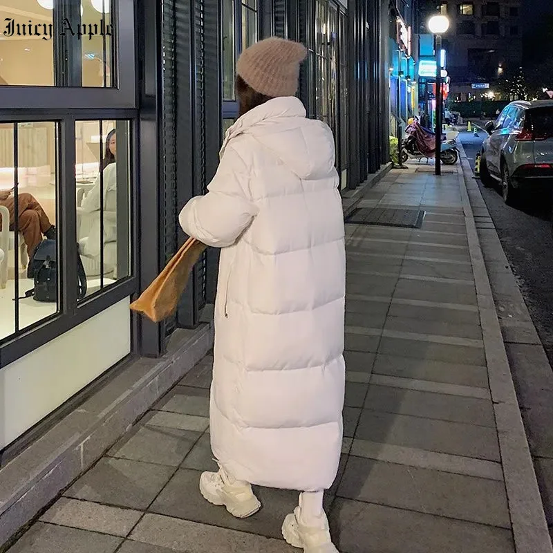 Winter Parkas 2022 Woman New Solid Color Long Straight Coats Casual Women Clothes Hooded Stylish Thick Jacket Female Outerwear